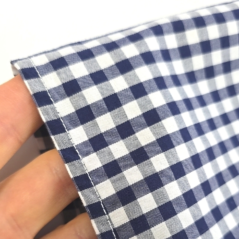 Reitmans Women's Navy White Gingham Mini Checkered Off Shoulder Cotton Top M - Picture 4 of 11